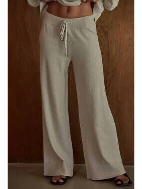 NEW BY TOGETHER brittany knit sweater wide leg pants in cream beige
